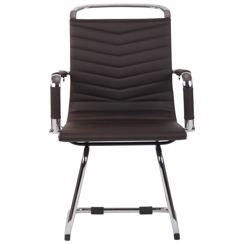 Moderni vierailutuoli keinonahalla tai aidolla nahalla kromatulla rungolla