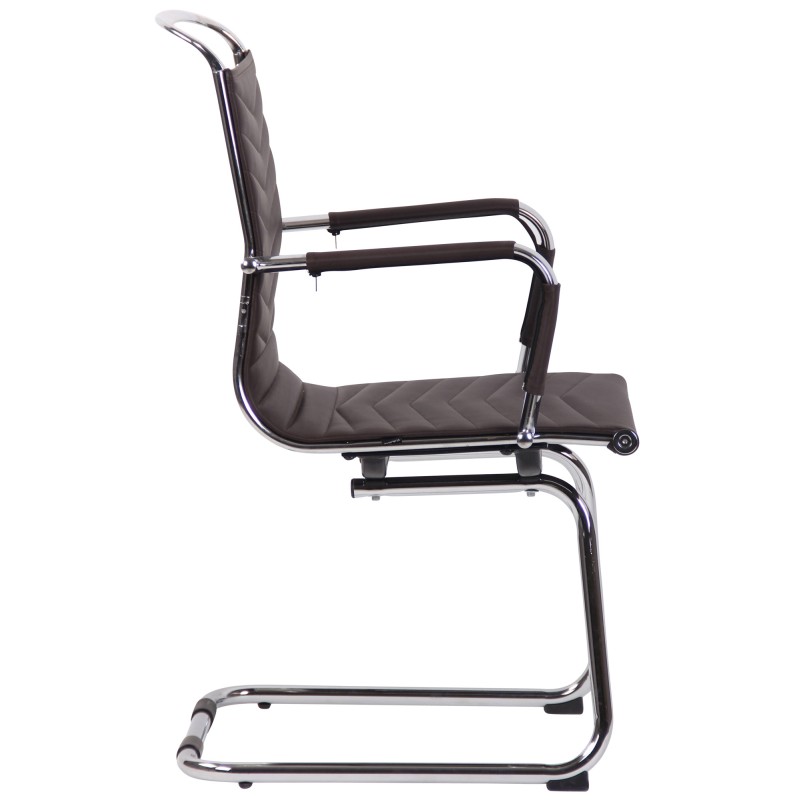 Moderni vierailutuoli keinonahalla tai aidolla nahalla kromatulla rungolla