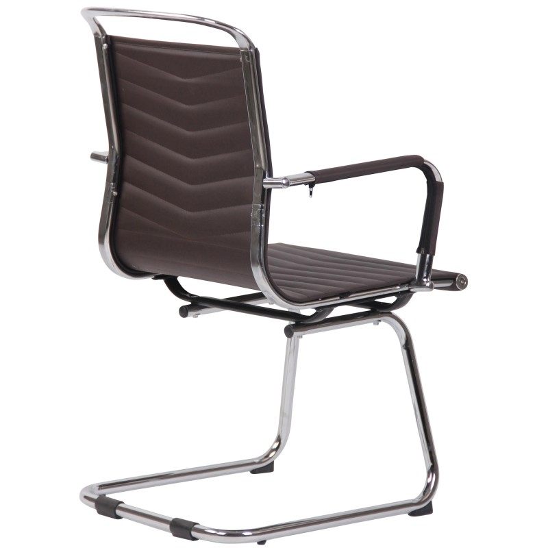 Moderni vierailutuoli keinonahalla tai aidolla nahalla kromatulla rungolla