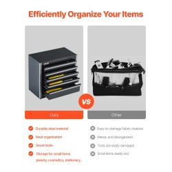 Pieni teräksinen työkalulaatikko viisi laatikkoa EVA-sisämatot PP-jalat musta