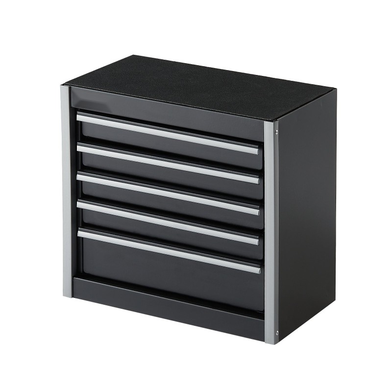 Pieni teräksinen työkalulaatikko viisi laatikkoa EVA-sisämatot PP-jalat musta