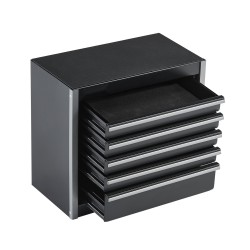 Pieni teräksinen työkalulaatikko viisi laatikkoa EVA-sisämatot PP-jalat musta