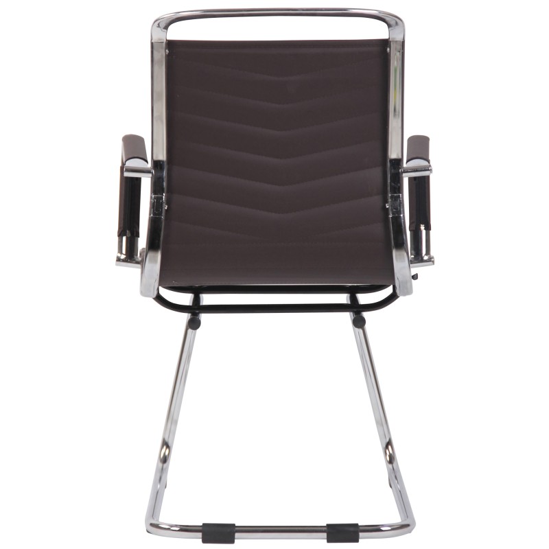 Moderni vierailutuoli keinonahalla tai aidolla nahalla kromatulla rungolla