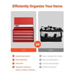 Metallinen työkalulaatikko raskaan teräksen 8,6 tuuman 3 vetolaatikkoa punainen