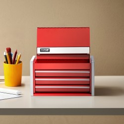 Metallinen työkalulaatikko raskaan teräksen 8,6 tuuman 3 vetolaatikkoa punainen