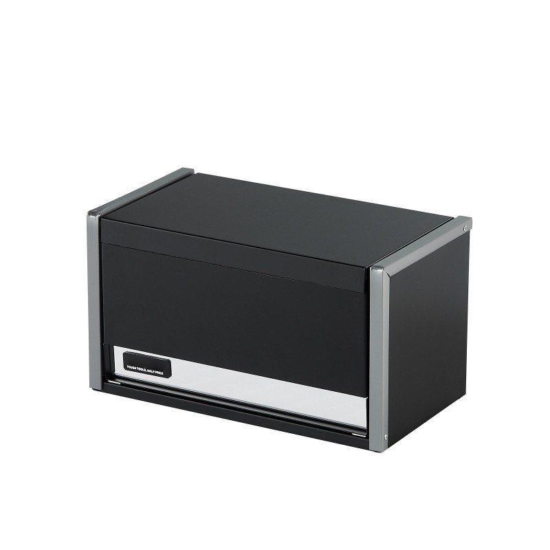 Teräksinen työkalulaatikko kolme vetolaatikkoa kompakti pientyökaluille pehmustetuilla sisuksilla musta