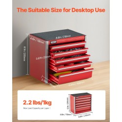 Teräs mini työkalulaatikko 5 vetolaatikkoa EVA-vuoraukset PP-jaloilla punainen