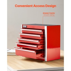 Teräs mini työkalulaatikko 5 vetolaatikkoa EVA-vuoraukset PP-jaloilla punainen