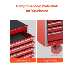 Teräs mini työkalulaatikko 5 vetolaatikkoa EVA-vuoraukset PP-jaloilla punainen