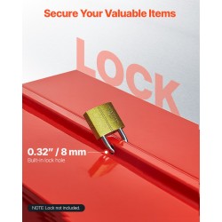 Työkalulaatikko jauhemaalattua terästä neljäntoista tuuman kaksitasoinen kolme tarjotinta punainen kantokahvalla lukitusreiällä