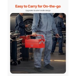 Työkalulaatikko jauhemaalattua terästä neljäntoista tuuman kaksitasoinen kolme tarjotinta punainen kantokahvalla lukitusreiällä