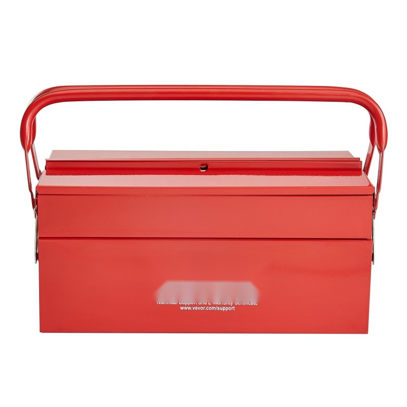 Työkalulaatikko jauhemaalattua terästä neljäntoista tuuman kaksitasoinen kolme tarjotinta punainen kantokahvalla lukitusreiällä