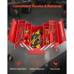 Työkalulaatikko jauhemaalattua terästä 18 tuumaa kolmitasoinen viisi tarjotinta kantokahvalla lukitusreiällä punainen