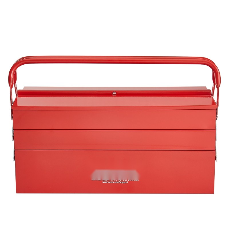 Työkalulaatikko jauhemaalattua terästä 18 tuumaa kolmitasoinen viisi tarjotinta kantokahvalla lukitusreiällä punainen