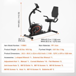 Selkänojallinen magneettinen kuntopyörä aikuisille ja senioreille säädettävällä istuimella LCD-näytöllä
