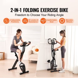 Kokoontaitettava pystymallinen kuntopyörä X-muotoinen teräsrunko monitasoinen magneettivastus säädettävä istuin LCD-näyttö