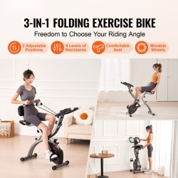 Taitettava kuntopyörä teräsrunko kolmitoiminen magneettivastus säädettävä istuin LCD-näyttö siirtopyörät