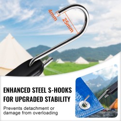 Litteät kumiset joustohihnat 19,8 mm 53 cm 50 kpl teräksisillä S-koukuilla musta