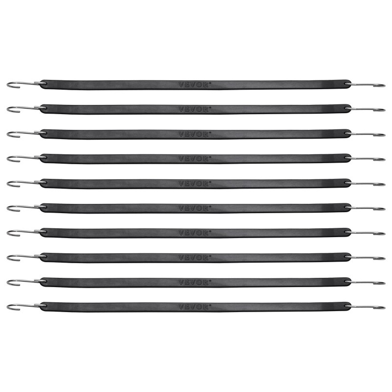 Litteät kumiset joustohihnat 19,8 mm 53 cm 50 kpl teräksisillä S-koukuilla musta