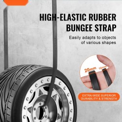 Litteät kumiset 20 mm leveät joustoköydet 20 kpl teräksisillä S-koukuilla kuormansidontaan