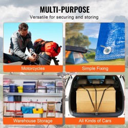 Litteät kumiset 20 mm leveät joustoköydet 20 kpl teräksisillä S-koukuilla kuormansidontaan