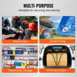 Joustoköysi litteä kuminen 20 mm 61 cm 10 kpl teräskoukuilla musta