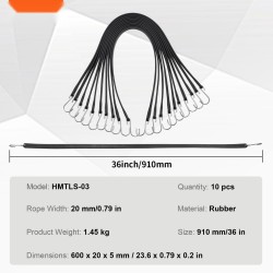 Tasaiset kumiset joustohihnat 20 mm leveät 0,91 m 10 kpl teräksisillä S-koukuilla