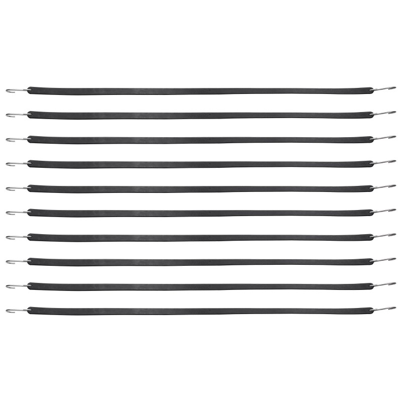 Tasaiset kumiset joustohihnat 20 mm leveät 0,91 m 10 kpl teräksisillä S-koukuilla