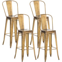 4 kpl Aiden-baarijakkarat metallista korkealla selkänojalla