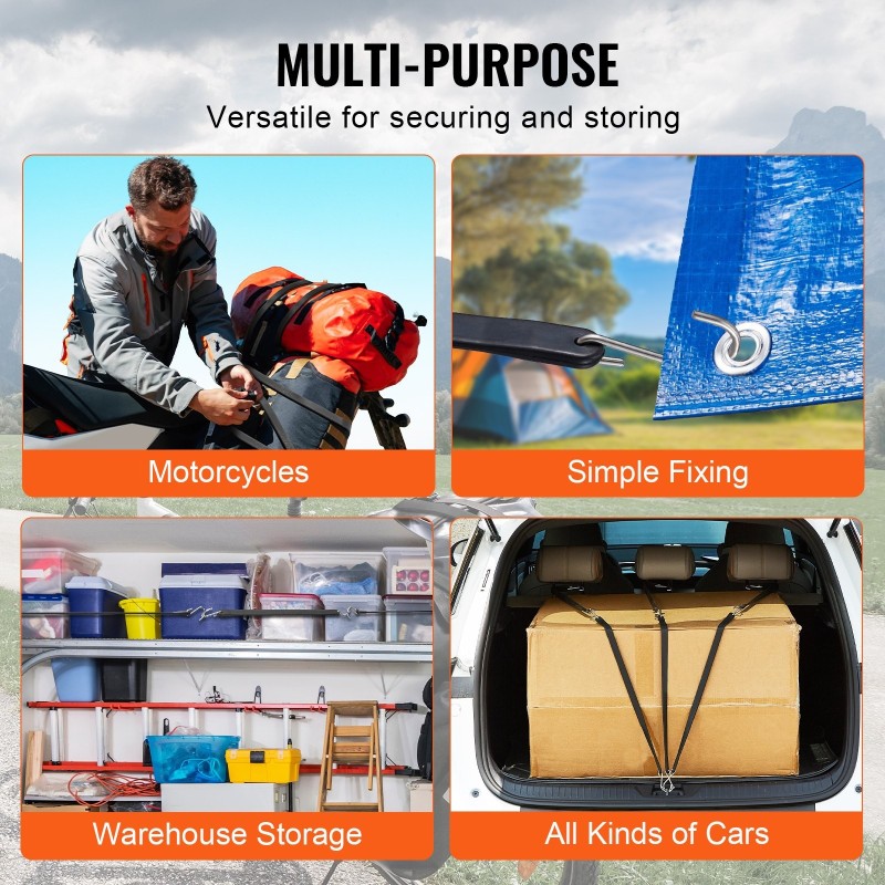 Litteät kumiset joustonarut 19,8 mm 81 cm 50 kpl teräksiset S-koukut