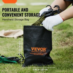 Litteät joustoköydet polypropeeni ja kumi 17 mm 32 kpl teräskoukuilla