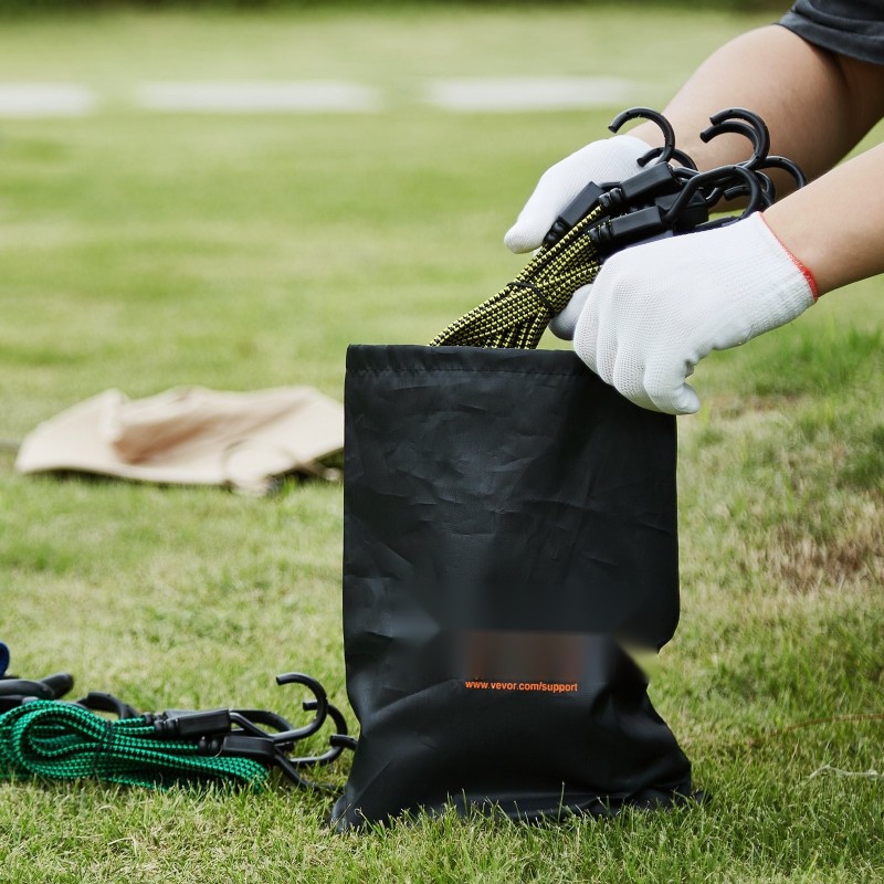 Litteät joustoköydet polypropeeni ja kumi 17 mm 32 kpl teräskoukuilla