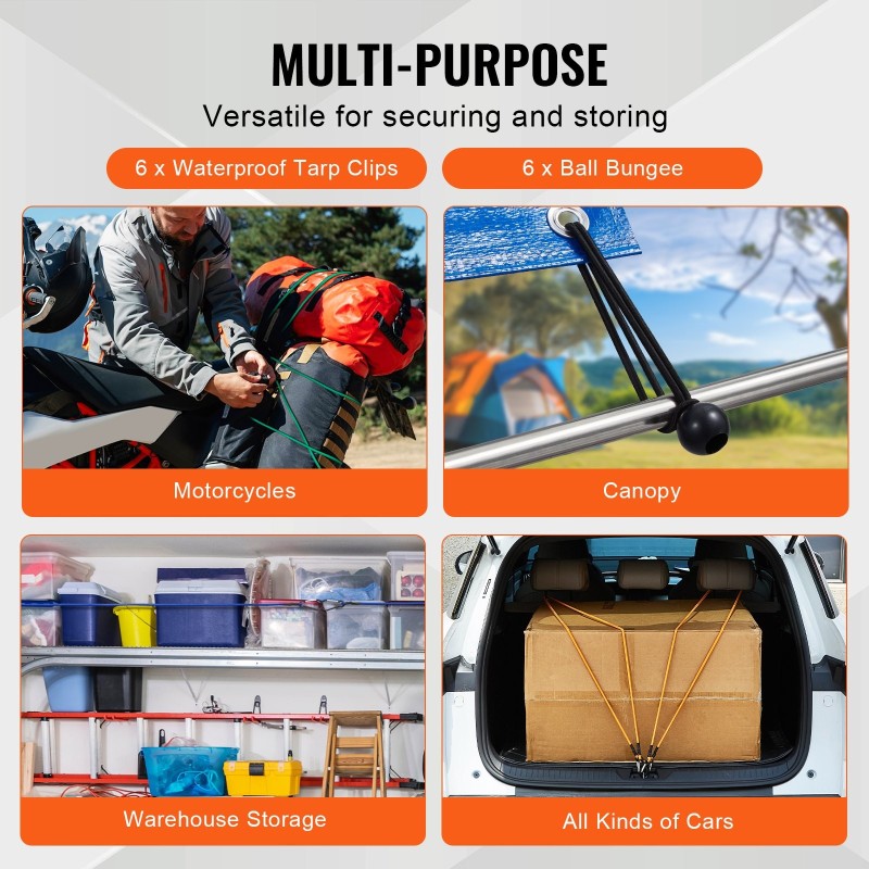 Kolmenkymmenen osan joustoremmisarja kahdeksan millimetriä polypropeenia ja kumia säänkestävä karabiinihakasilla