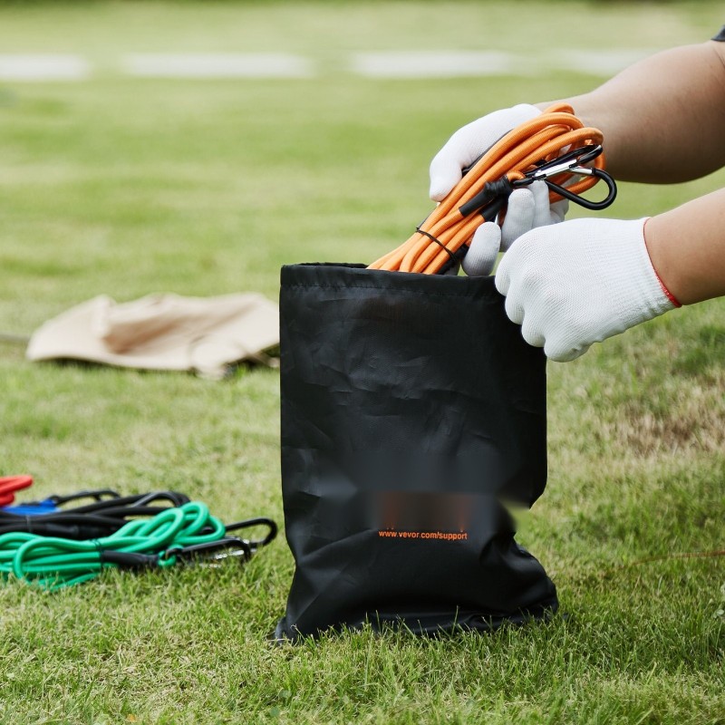 Kolmenkymmenen osan joustoremmisarja kahdeksan millimetriä polypropeenia ja kumia säänkestävä karabiinihakasilla