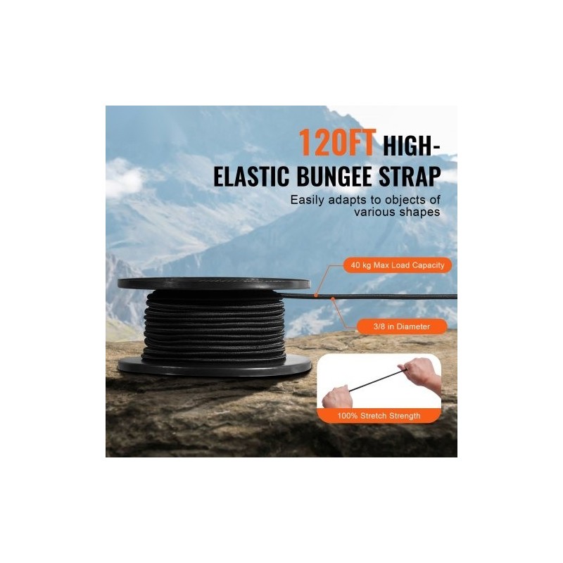 Kuminauha 3/8-tuuman 36 m rullassa polypropeeni ja kumi musta raskaaseen käyttöön