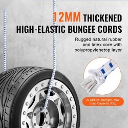 Joustavat kuormaköydet 6 kpl 1,8 m 12 mm teräskoukuilla retkeilyyn