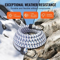 Joustavat kuormaköydet 6 kpl 1,8 m 12 mm teräskoukuilla retkeilyyn