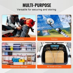 Joustavat kuormaköydet 6 kpl 1,8 m 12 mm teräskoukuilla retkeilyyn