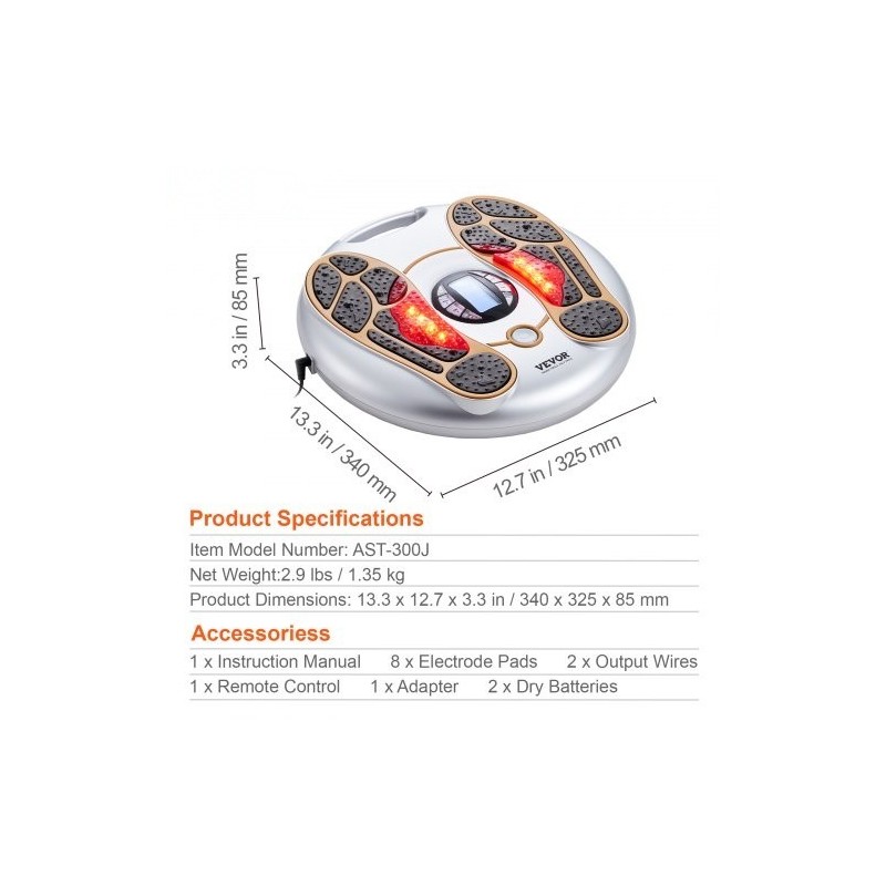 Jalkojen sähköstimulaattori EMS ja TENS 25 ohjelmaa 99 voimakkuustasoa kaukosäädin