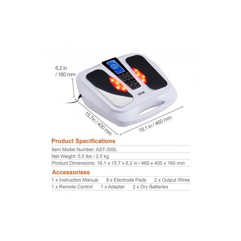 Sähköinen jalkojen verenkierron stimulaattori 3 lämpötilaa 25 tilaa 50 intensiteettiä