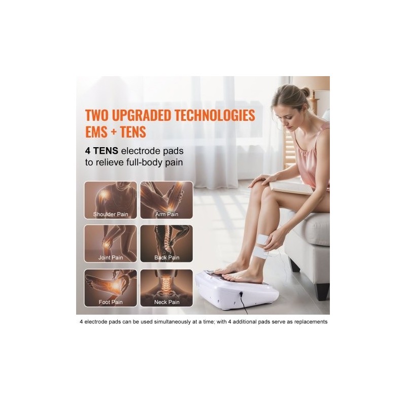 Jalkastimulaattori EMS ja TENS hierontarulla 25 tilaa 99 tasoa
