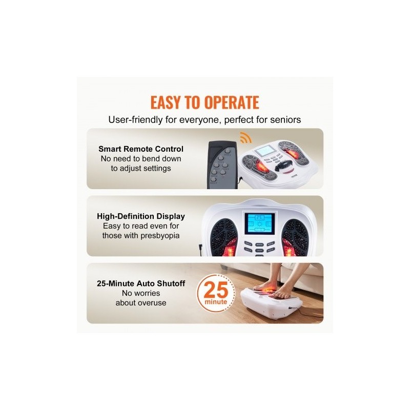 Jalkastimulaattori EMS ja TENS hierontarulla 25 tilaa 99 tasoa