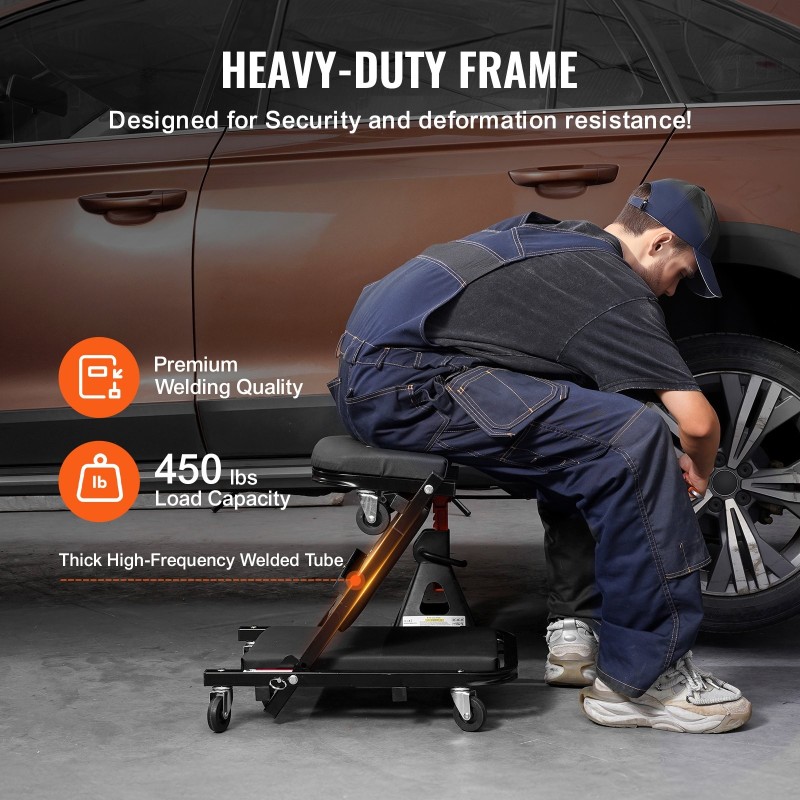 Taitettava mekaanikon makuualusta ja työjakkara hiiliteräsrunkoinen 1016 mm 204,1 kg