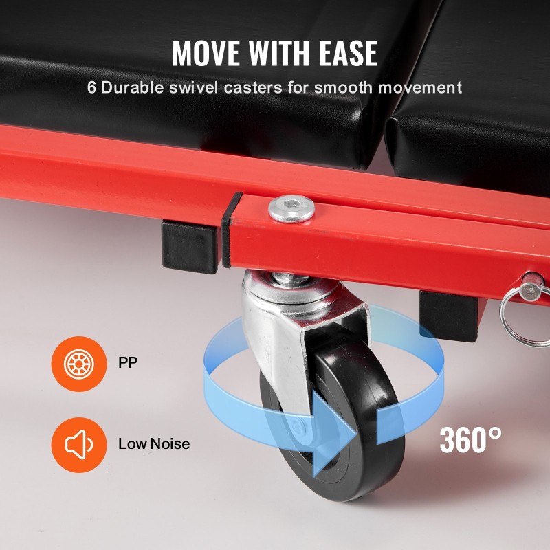 Mekaanikon makuualusta ja jakkara hiiliteräsrunko 914 mm pituus 136,1 kg kantavuus