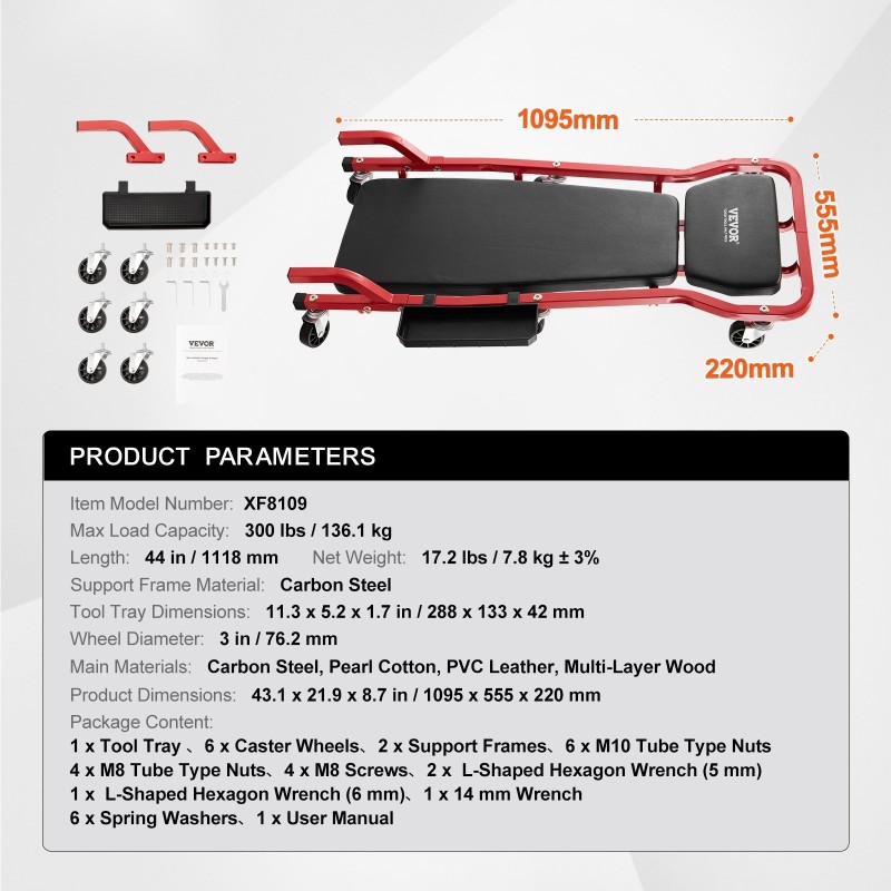 Alustavaunu hiiliteräsrunko 1118mm 136kg kantavuus säädettävä pehmustettu niskatuki 6 pyörää irrotettava tarjotin