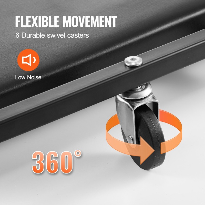 Mekaanikon makuualusta 1016 mm hiilirakenneteräsrunko 136,1 kg pehmustettu säädettävä niskatuki