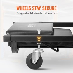 Mekaanikon makuualusta 1016 mm hiilirakenneteräsrunko 136,1 kg pehmustettu säädettävä niskatuki