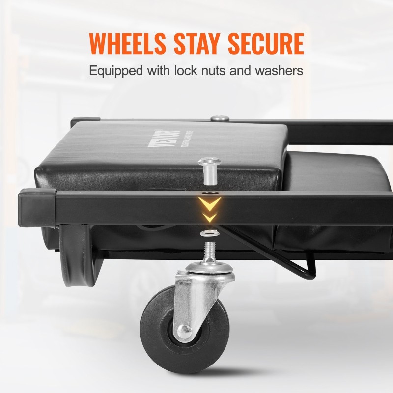 Mekaanikon makuualusta 1016 mm hiilirakenneteräsrunko 136,1 kg pehmustettu säädettävä niskatuki