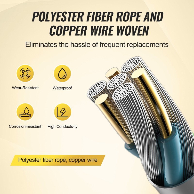Sähköaitalanka polyesteriköysi 305 m halkaisija 6,35 mm 2 kuparisäiettä musta kotieläimille