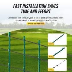 Sähköaitalanka polyesteriköysi 305 m halkaisija 6,35 mm 2 kuparisäiettä musta kotieläimille